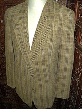 D23 40 L Italian Wool Armani Blazer Sport Coat Jacket Italy Mens 25.5" Arms Plaid - $83.22