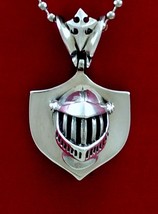 Star Knights Sterling Silver Knight Shield Pendant-Heavy Rocker Biker 3-D Design - £119.10 GBP