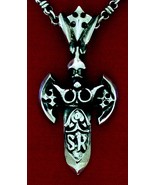 Star Knights Sterling Silver King Crown Dagger Pendant-Heavy Rocker Biker Style  - $135.00