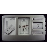 Desk Clock In Cast Aluminum Frame ~ Analog Clock &amp; Calendar/Photo Frame ... - £15.34 GBP