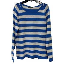 N. Peal Striped 100% cashmere sweater size large zanzibar blue ivory New NWT - £57.44 GBP