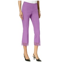 ALFANI Pants Woman&#39;s 12 Purple Cropped LACE Ankle Straight Leg Lightweight Pants - £20.56 GBP