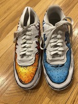 Custom Painted Nike Sneakers - Flame &amp; Wave Design Size 9 - $2,728.72 MXN