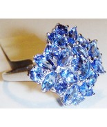 TANZANITE MARQUISE &amp; ROUND COCKTAIL RING, PLATINUM / SILVER, SIZE 7, 2.7... - $205.82 CAD