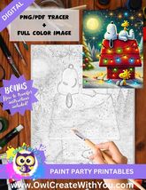 Christmas Puppy &amp; Friends, Sip and Paint Digital Art, Paint Party Image ... - $5.00