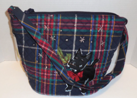 Vera Bradley Bucket Crossbody Purse Bag Scottie Dog Blue Plaid Quilted New - £45.79 GBP