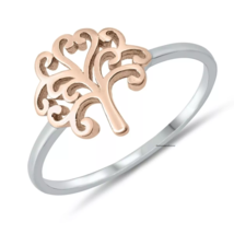 10K Multi Tone Gold Custom Genuine Tree of Life Women&#39;s Band Ring - £926.69 GBP