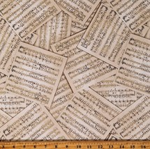 Cotton Music Sheets Sheet Music Metallic Gold Fabric Print by the Yard D588.79 - £11.91 GBP