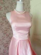 Blush Pink High Low Satin Dress Sleeveless Custom Size Wedding Party Dress image 2