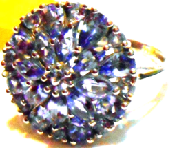 Purple Tanzanite Pear, Marquise &amp; Round Cocktail Ring, Silver, Size 9, 3.16(Tcw) - £127.17 GBP