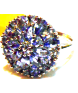 PURPLE TANZANITE PEAR, MARQUISE &amp; ROUND COCKTAIL RING, SILVER, SIZE 9, 3... - $3,011.58 MXN