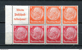 Germany 1933/36 Mi  H-Blatt 100(pane) Hindenburg  MNH (2 stamps are MH) CV 45 eu - £23.74 GBP