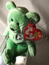 TY Beanie Baby Bear &quot;Kicks&#39;&quot; - Soccer - Green Plush (Aug 16 1998) - New with Tag - $8.14