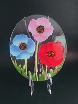 InKogneto Fusion Suncatcher Fused Art Glass Poppy Passion, Floral Wall Decor - £9.35 GBP