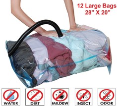 12 Pack Space Saver Large Vacuum Storage Bags Ziplock Compressed Organizer Bags - £32.38 GBP