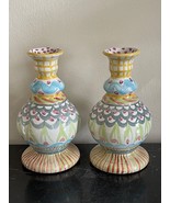 Mackenzie Childs Taylor King Ferry Pair of Bud Vase Candle Holders Candl... - £116.78 GBP