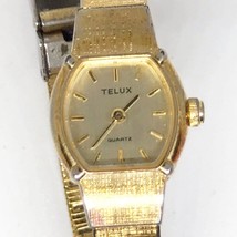 Vintage Telux Ladies Winder Watch Gold Tone Thin Band Bracelet 7384 - £39.47 GBP