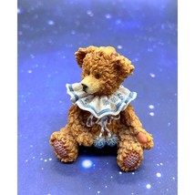 Vintage Teddy Figurine Blue Ruffled Collar Home Decor - £6.04 GBP