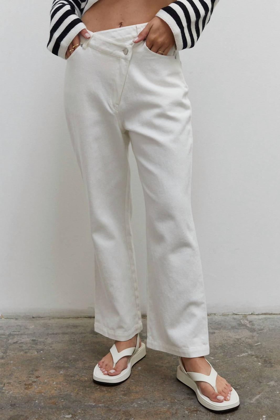 Crescent leon straight leg cross front jeans size M - $33.66