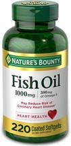 Nature&#39;s Bounty Fish Oil 1000 mg Coated Softgels- 220 Count - £35.16 GBP