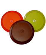 Vtg Tupperware 1207 Replacement Lids 3 Serve N Seal 6-3/4&quot; Orange Green ... - €8,57 EUR