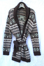 Brooks Bros. Heavy Wool Shawl Collar Fair Isle Sweater Tie Front Women’s... - $47.49