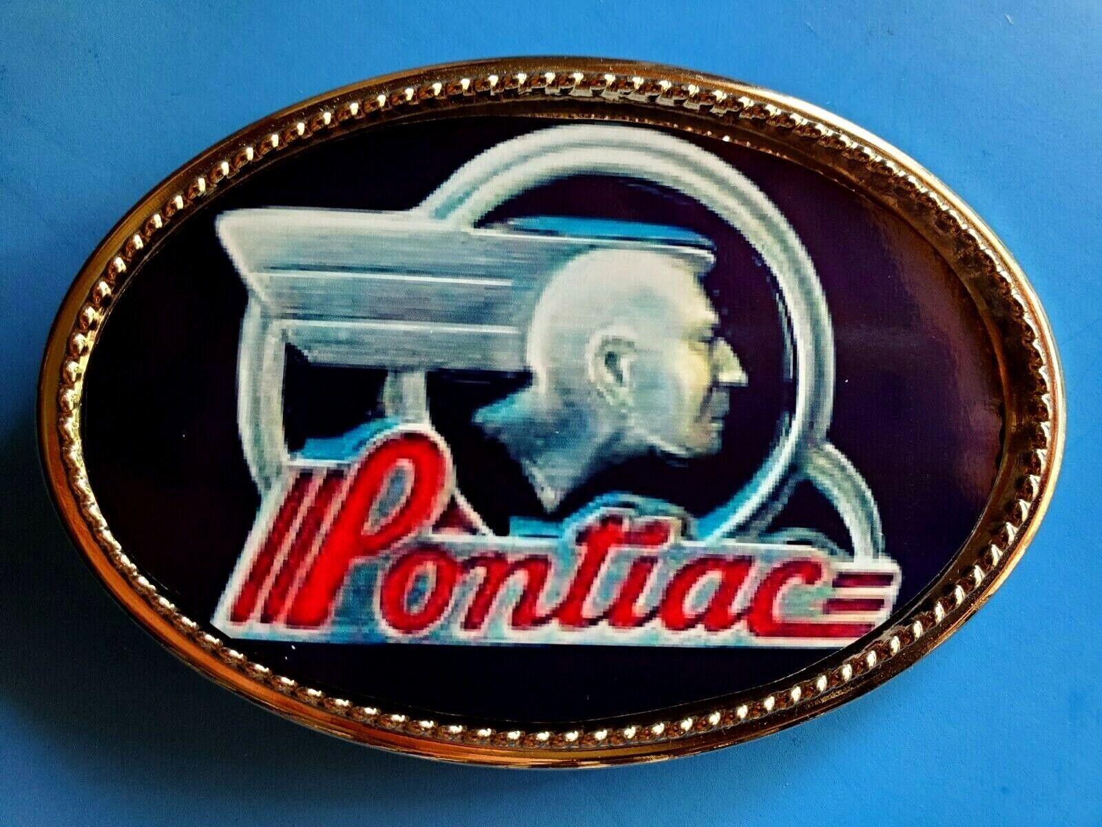  PONTIAC VINTAGE  Logo Epoxy Buckle  Epoxy Photo Buckle - $17.77