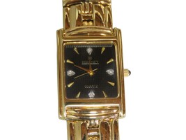 Regency Quartz Ladies Watch Gold Black Rectangular w/ Case NEEDS BATTERY - $31.82 CAD