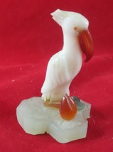 Estate Hand-Carved Pelican? Bird Gemstone Parrot Figurine - $31.49