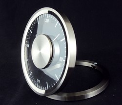 Desk Clock ~ Transparent Analog Face ~ Folding Round Aluminum Frame ~ CL-866 - £15.62 GBP