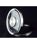 Desk Clock ~ Transparent Analog Face ~ Folding Round Aluminum Frame ~ CL... - £15.34 GBP