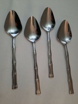 Set of 4 Sunshine Bamboo 8 1/8&quot; Tablespoons Serving Spoons Stainless Korea - £17.87 GBP