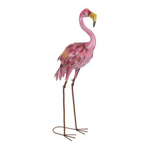 34.5 Inch Tall Decorative Metal Pink Flamingo Yard Statue - £52.14 GBP