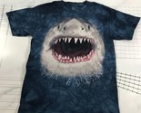 The Mountain Shark T Shirt Uomo Blu Medio Grande Squalo Bianco Cravatta ... - $20.28