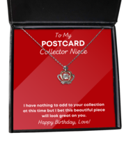 Postcard Collector Niece Necklace Birthday Gifts - Crown Pendant Jewelry  - £39.34 GBP