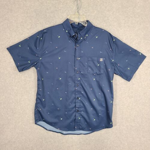 Primary image for Huk Men's Vented Fishing Shirt Short Sleeve Blue Medium Fishing Lure Fly Print