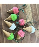 Vintage Blow Mold Ice Cream Cone String Patio Lights 14 Foot 7 Cones Total - $100.00