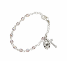 June Alexandrite Birthstone Rosary Beads Bracelet With Charms - £31.97 GBP