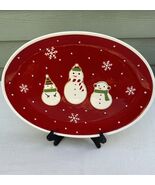 Hallmark holiday Christmas platter, large oval, embossed snowmen, snowfl... - $290.38 MXN