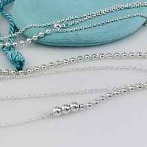 Tiffany &amp; Co Mixed Bead Chain 28&quot; to 32&quot; in Sterling Silver Adjustable Necklace - £157.64 GBP