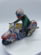 Vintage Motorcycle Wind Up Tin Toy Clockwork China MS-702 Bike with Rider - £14.89 GBP