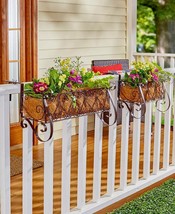 Metal Rail Planters or Coco Liners Balcony Flower Box Porch Fence Deck Brown - £26.73 GBP+