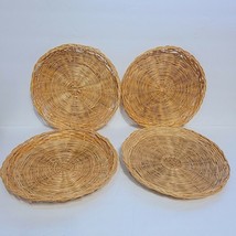Lot 4 Wicker Paper Plate Holders Set Rattan Natural Color Woven Picnic Camping - £6.29 GBP