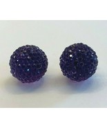 NEW Purple Violet Sparkle Czech Crystal Round Disco Ball Silver Stud Ear... - £3.85 GBP