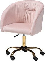 Baxton Studio Ravenna Office Chair, One Size, Blush Pink/Gold - £171.47 GBP