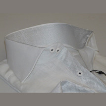 Mens 100% Linen Summer Shirt J.Valintin Turkey-Usa High Collar OBR78-01 White image 4