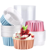 Baking Cups Aluminum Foil, 5Oz Pack of 30 Blue Red Rose Gold Cupcake Cup... - £14.96 GBP