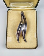 Vintage Sterling Silver Leaf Leaves Brooch Pin Denmark signed B. Margossian - £51.42 GBP