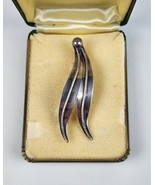 Vintage Sterling Silver Leaf Leaves Brooch Pin Denmark signed B. Margossian - £50.44 GBP