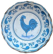 Melamine ~ Country ~ Rooster ~ Paisley Serving Bowl ~ 13.75&quot; Dia. ~ Blue... - €25,68 EUR